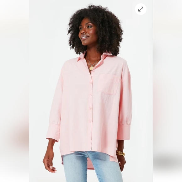 Pomander Place Pink Adair Boyfriend Shirt Size Large - Picture 1 of 11